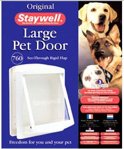 Staywell - Weiße Haustier Große Hundetür - Mit klarer Hundeklappe
